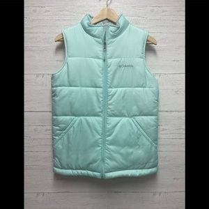Columbia light blue girls reversible puffer vest L